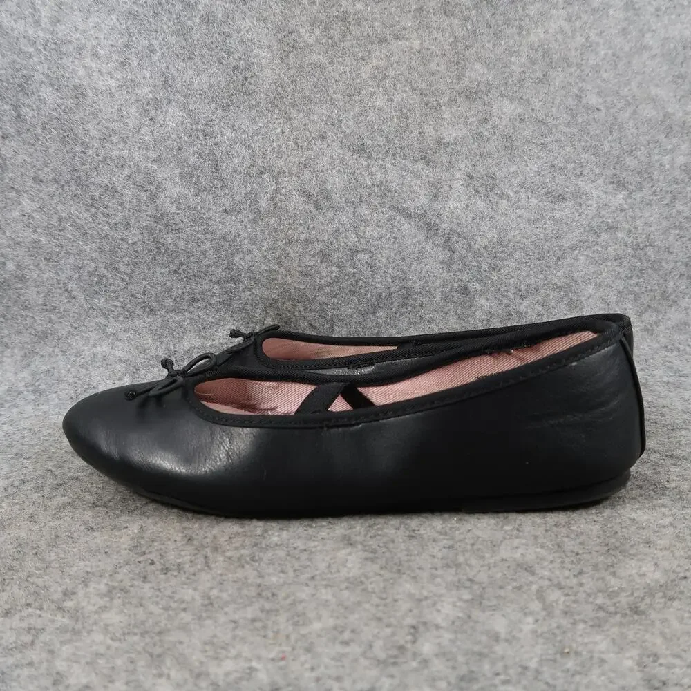 Wonder Nation Shoes Girls 2 Ballet Flats Elastic Strap Black Bow Slip On Kids